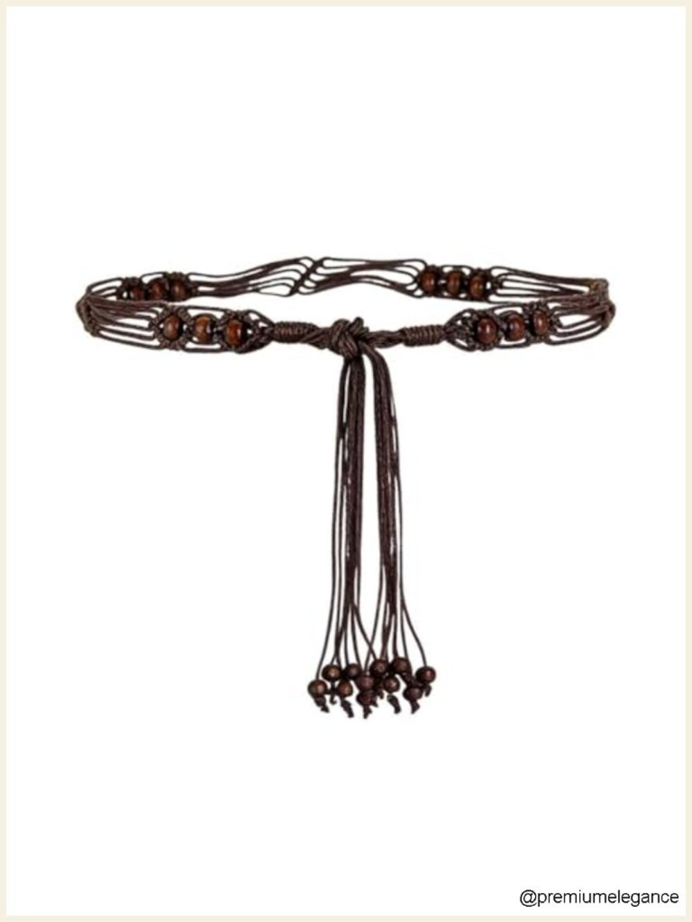 Boho Western Braided Rope Belt with Tassel Beaded Tie Waistband for Women